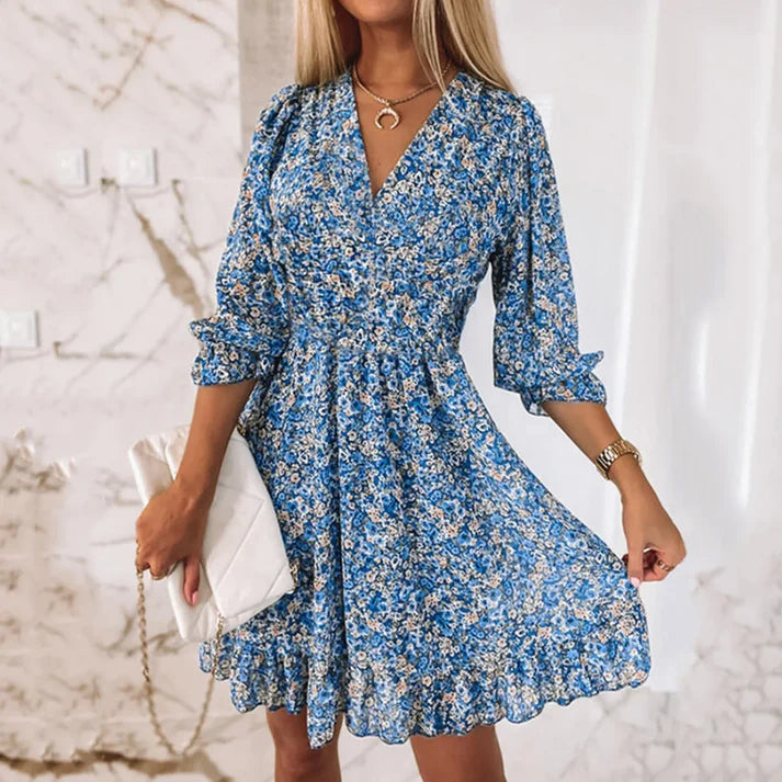 Elsie - Mini robe d'été à manches courtes avec imprimé floral